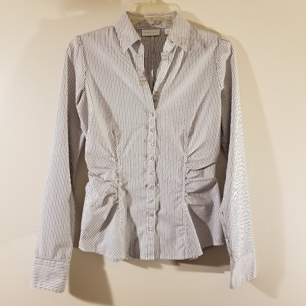 SOLD New York & Company Striped White and Black Dress Shirt